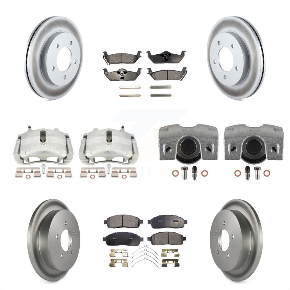 Front Rear Disc Brake Caliper Coated Rotors And Semi-Metallic Pads Kit (10Pc) For 2004 Ford F-150 4WD With 5 Lug Wheels 11th Digit Of Vin Is C KCG-100865P by Transit Auto