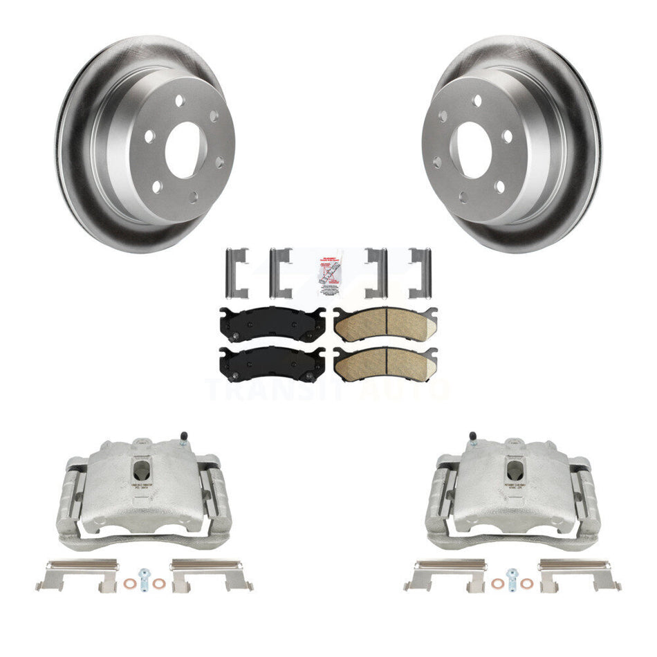 Rear Disc Brake Caliper Coated Rotors And Ceramic Pads Kit For 2003 Chevrolet Silverado 2500 HD Suburban GMC Sierra KCG-100866N by Transit Auto