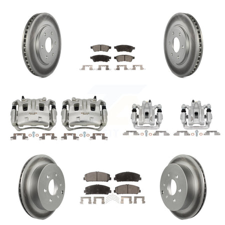 Front Rear Disc Brake Caliper Coated Rotor And Ceramic Pad Kit (10Pc) For Suzuki Equator KCG-100866T