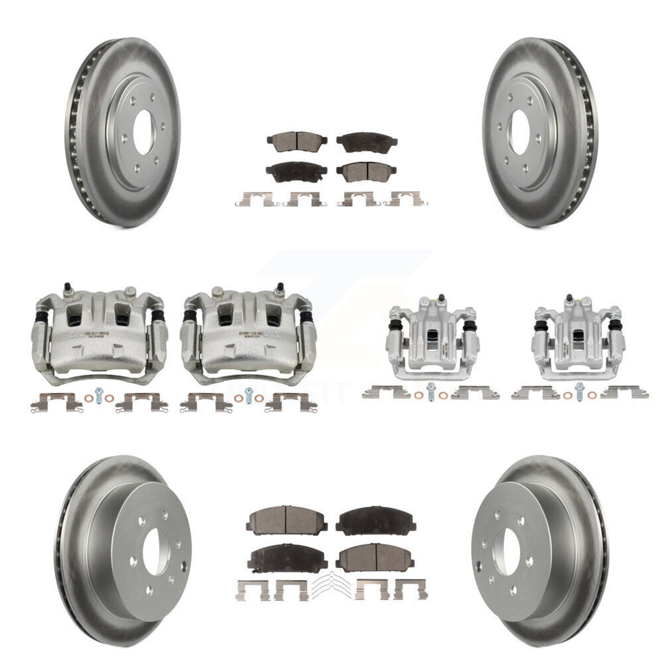 Front Rear Disc Brake Caliper Coated Rotor And Ceramic Pad Kit (10Pc) For Suzuki Equator KCG-100866T