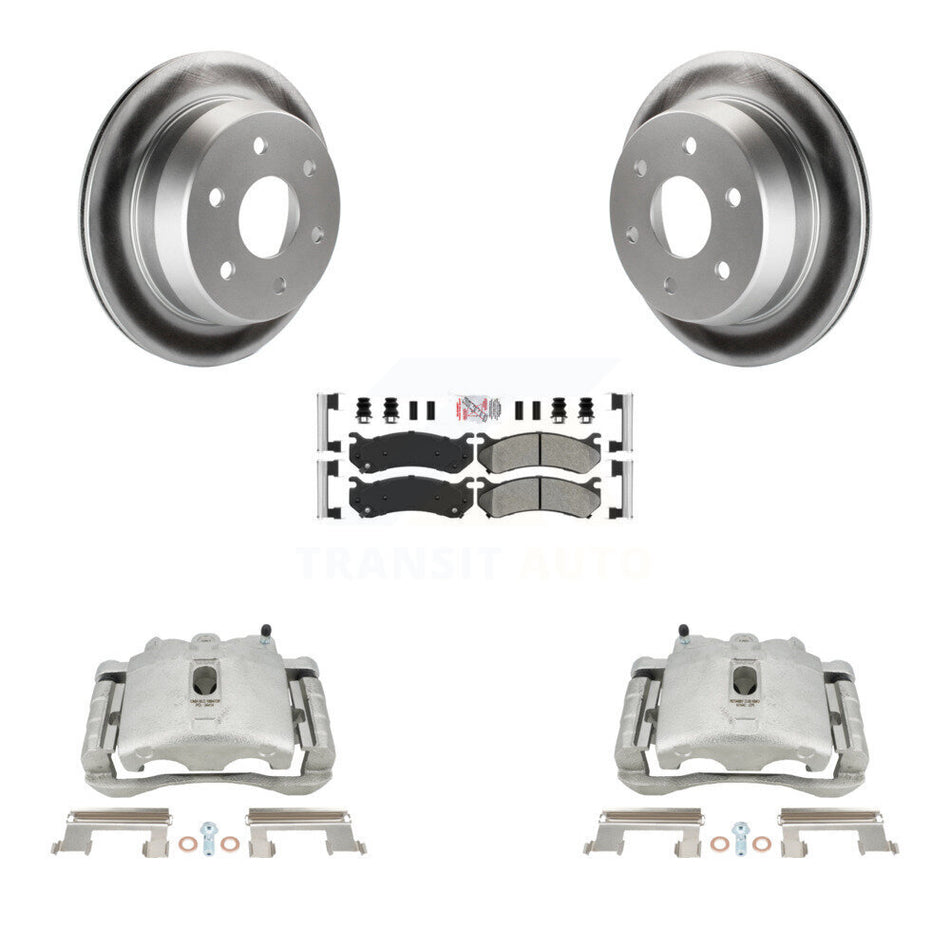 Rear Disc Brake Caliper Coated Rotors And Semi-Metallic Pads Kit For 2003 Chevrolet Silverado 2500 HD Suburban GMC Sierra KCG-100867N by Transit Auto