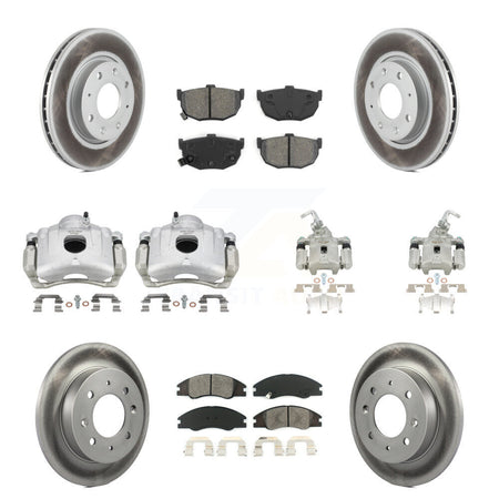 Front Rear Disc Brake Caliper Coat Rotors & Semi-Metallic Pad Kit (10Pc) For Kia Spectra KCG-100867S