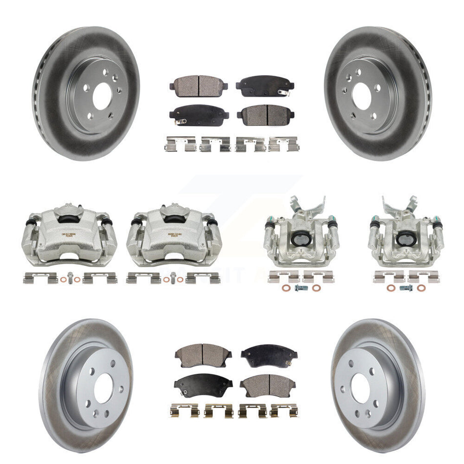 Front Rear Disc Brake Caliper Coated Rotors And Ceramic Pads Kit (10Pc) For 2013-2014 Chevrolet Sonic RS KCG-100867T