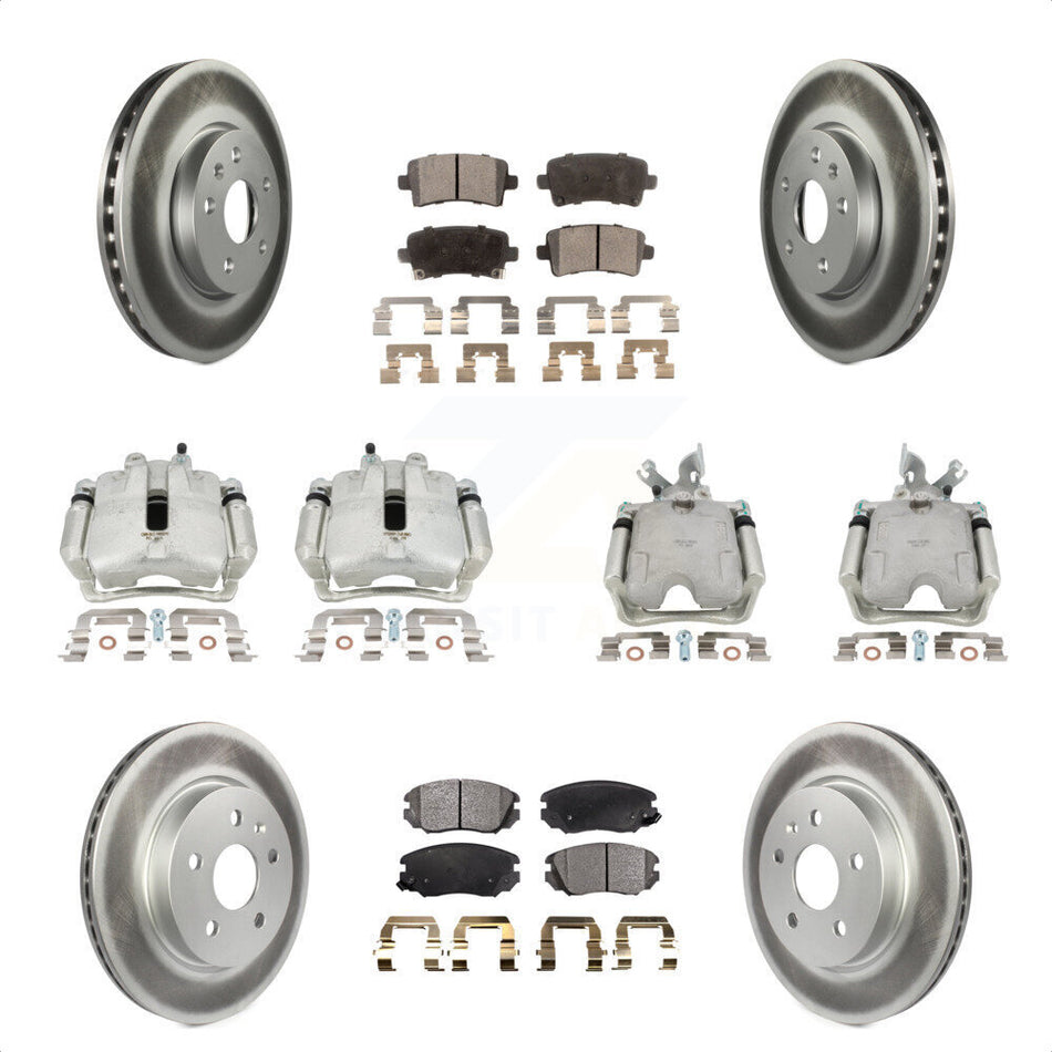 Front Rear Disc Brake Caliper Coated Rotors And Semi-Metallic Pads Kit (10Pc) For Buick LaCrosse Allure KCG-100868P by Transit Auto