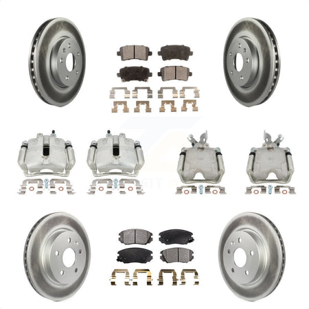 Front Rear Disc Brake Caliper Coated Rotors And Semi-Metallic Pads Kit (10Pc) For Chevrolet Impala Malibu KCG-100869P by Transit Auto