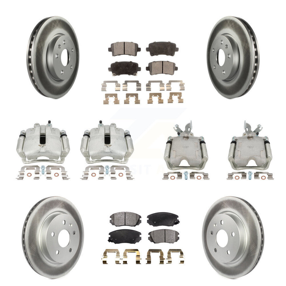 Front Rear Disc Brake Caliper Coated Rotors And Semi-Metallic Pads Kit (10Pc) For Chevrolet Impala Malibu KCG-100869P