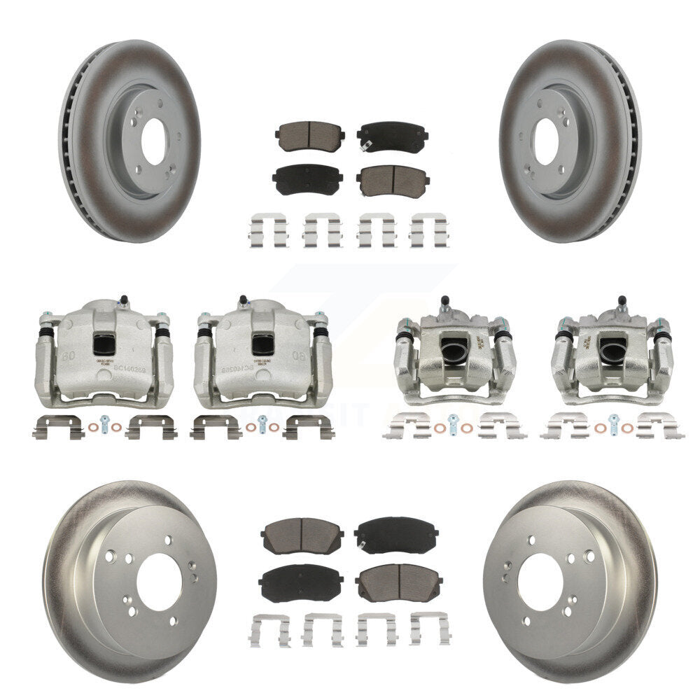 Front Rear Disc Brake Caliper Coated Rotors And Ceramic Pads Kit (10Pc) For Kia Sportage KCG-100871C