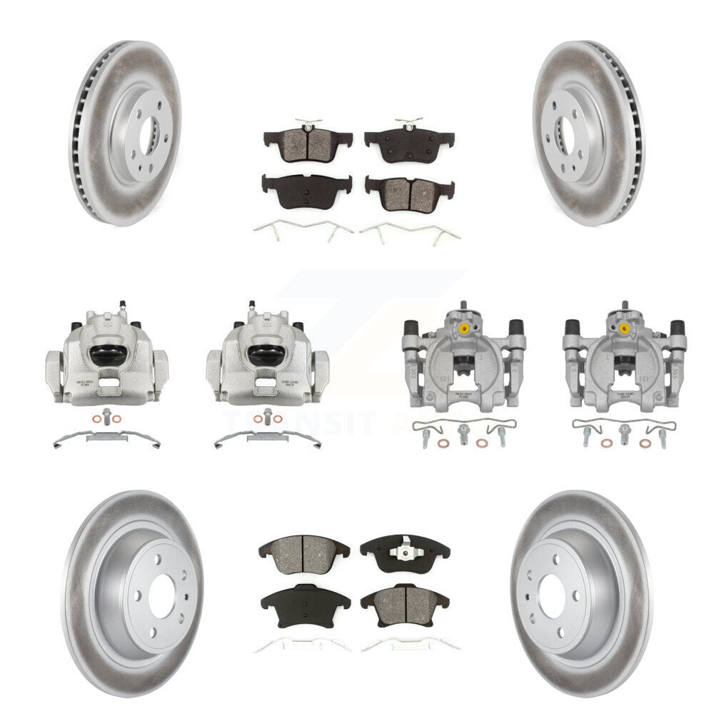 Front Rear Brake Caliper Coat Rotor Semi-Metallic Pad Kit (10Pc) For Ford Fusion Lincoln KCG-100871S