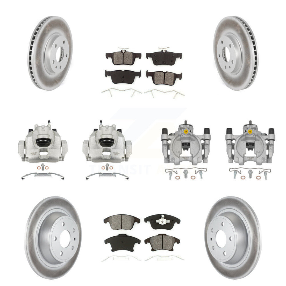 Front Rear Brake Caliper Coat Rotor Semi-Metallic Pad Kit (10Pc) For Ford Fusion Lincoln KCG-100871S
