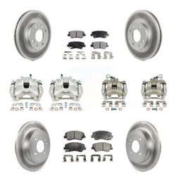Front Rear Disc Brake Caliper Coated Rotors And Ceramic Pads Kit (10Pc) For Kia Rio KCG-100871T