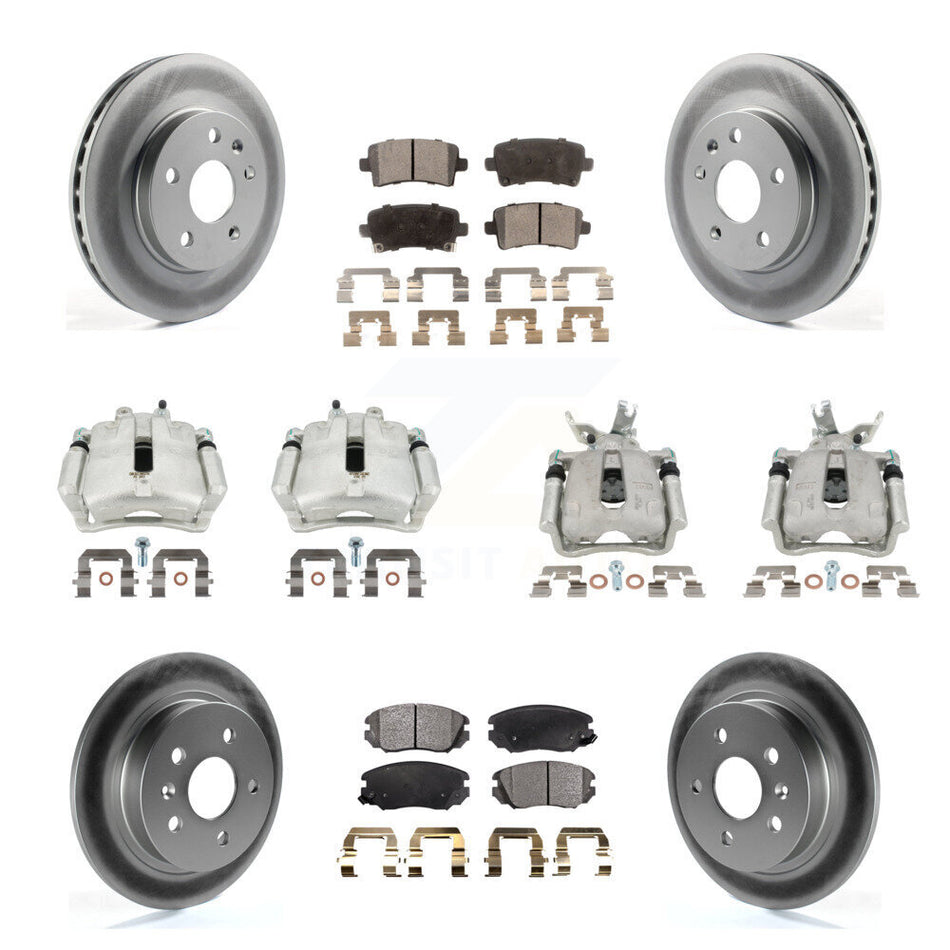 Front Rear Brake Caliper Coat Rotors & Semi-Metallic Pad Kit (10Pc) For Chevrolet Malibu KCG-100872P