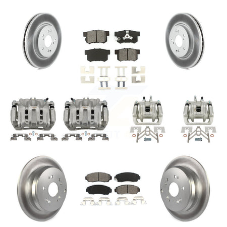 Front Rear Brake Caliper Coat Rotors & Semi-Metallic Pad Kit (10Pc) For Honda CR-V Acura KCG-100873S