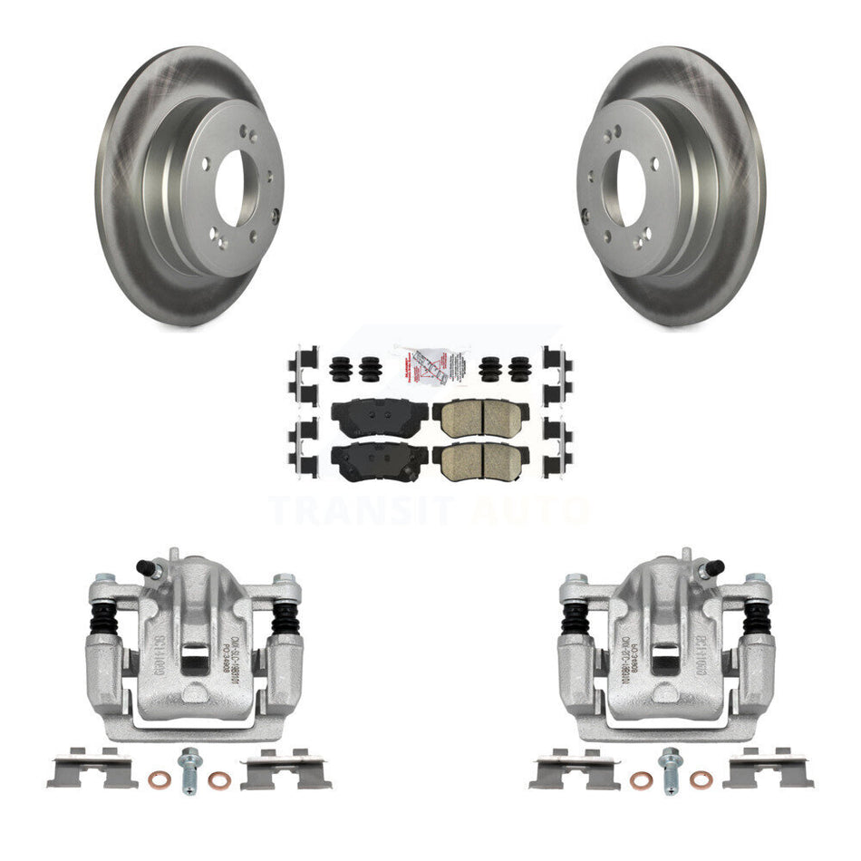 Rear Disc Brake Caliper Coated Rotors And Ceramic Pads Kit For 2006 Hyundai Sonata 3.3L To 03 06 KCG-100874N