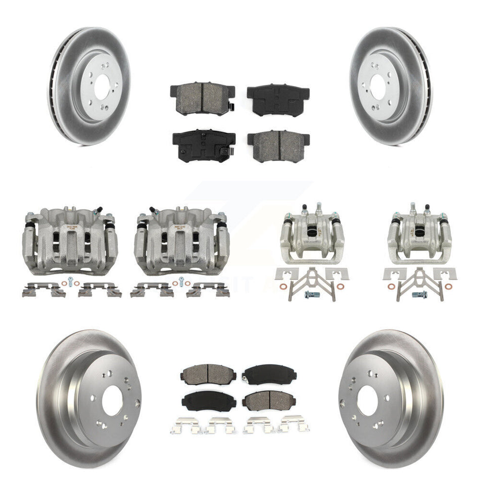 Front Rear Disc Brake Caliper Coat Rotors And Semi-Metallic Pad Kit (10Pc) For Acura RDX KCG-100874S