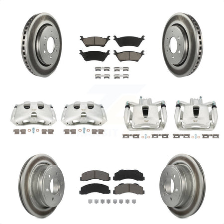 Front Rear Disc Brake Caliper Coated Rotors And Ceramic Pads Kit (10Pc) For Ford F-150 KCG-100875C by Transit Auto