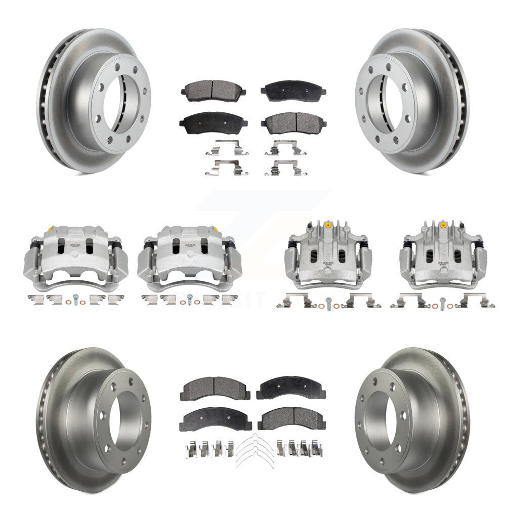 Front Rear Brake Caliper Coat Rotors & Semi-Metallic Pad Kit (10Pc) For Ford F-250 Super KCG-100875P