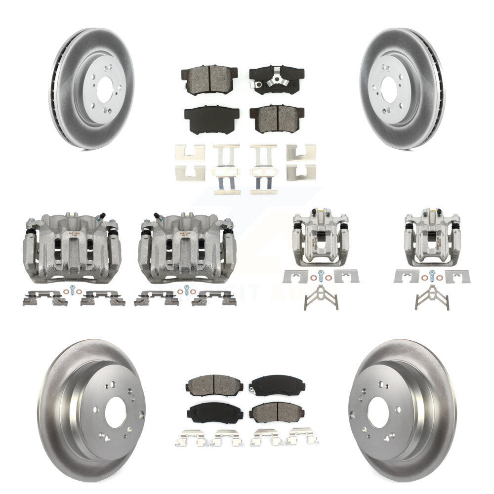 Front Rear Disc Brake Caliper Coat Rotor And Semi-Metallic Pad Kit (10Pc) For Honda CR-V KCG-100875S