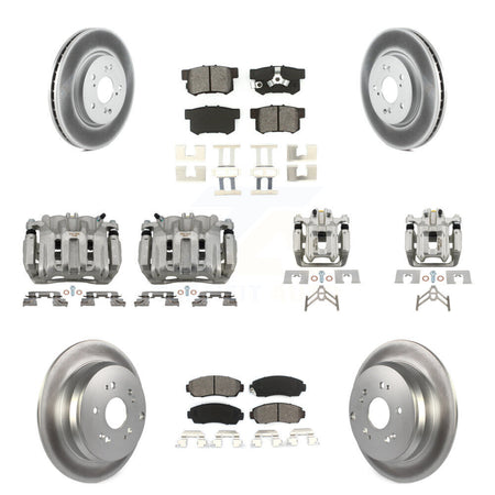 Front Rear Disc Brake Caliper Coat Rotor And Semi-Metallic Pad Kit (10Pc) For Honda CR-V KCG-100875S