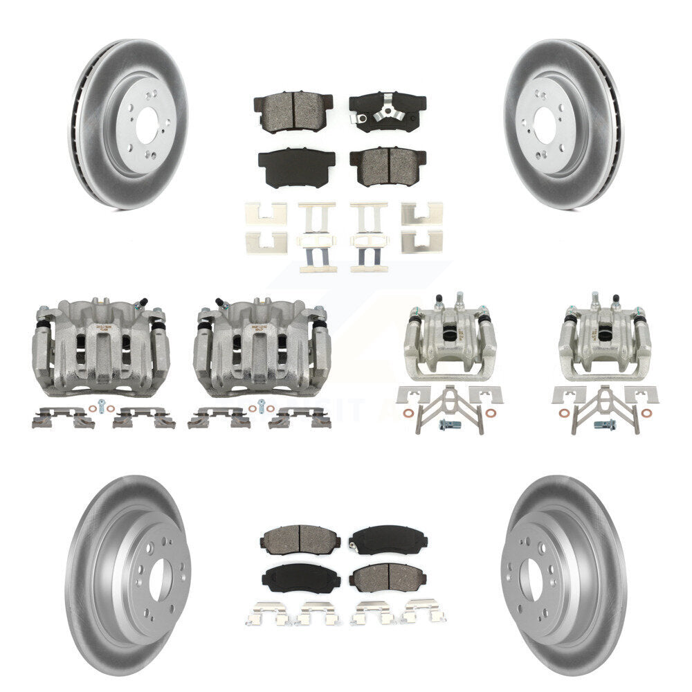 Front Rear Disc Brake Caliper Coated Rotors And Semi-Metallic Pads Kit (10Pc) For KCG-100876S