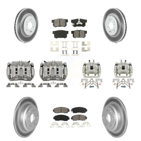 Front Rear Disc Brake Caliper Coated Rotors And Semi-Metallic Pads Kit (10Pc) For KCG-100876S