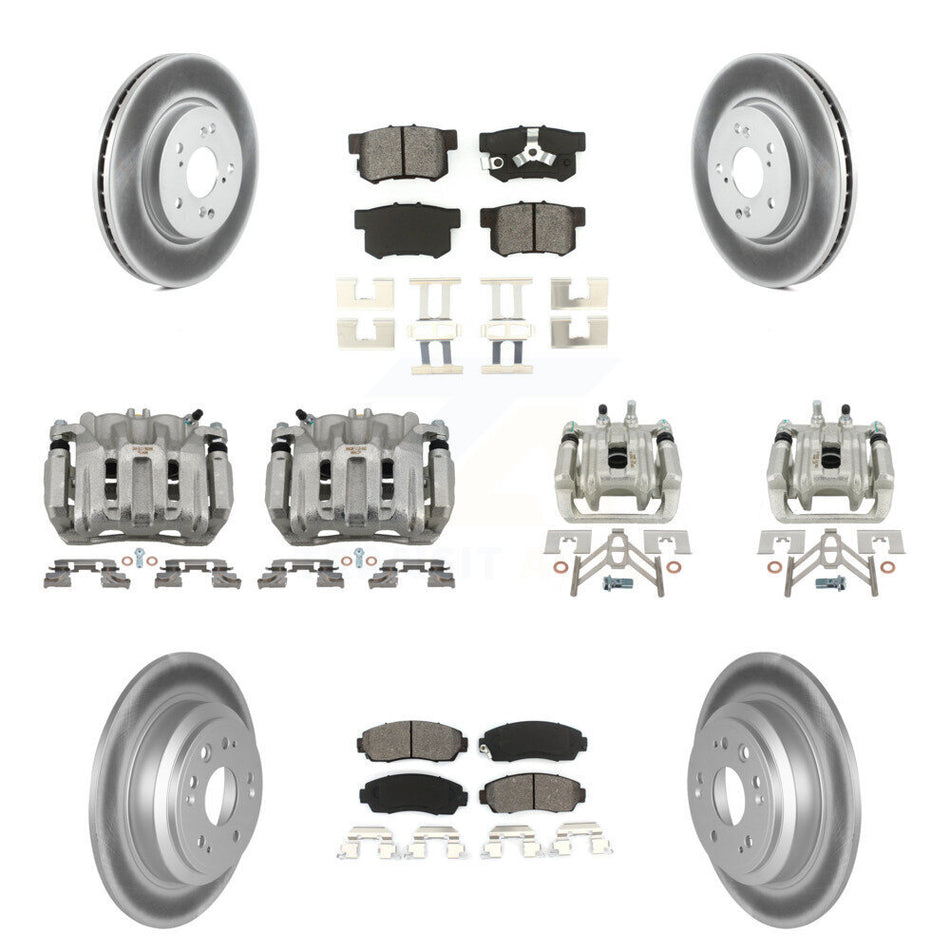 Front Rear Disc Brake Caliper Coated Rotors And Semi-Metallic Pads Kit (10Pc) For KCG-100876S