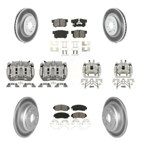 Front Rear Disc Brake Caliper Coated Rotors And Semi-Metallic Pads Kit (10Pc) For KCG-100877S