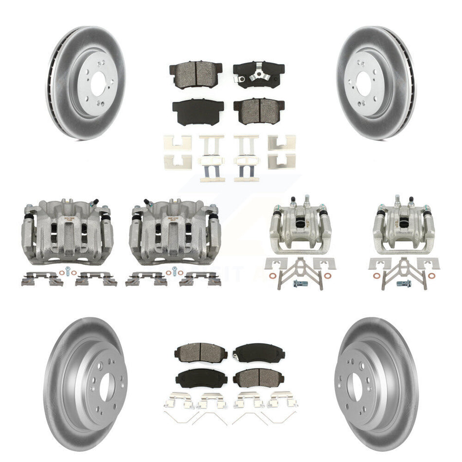 Front Rear Disc Brake Caliper Coated Rotors And Semi-Metallic Pads Kit (10Pc) For KCG-100877S