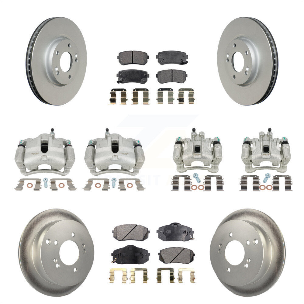 Front Rear Disc Brake Caliper Coated Rotors And Ceramic Pads Kit (10Pc) For Hyundai Tucson Kia Sportage KCG-100877T by Transit Auto