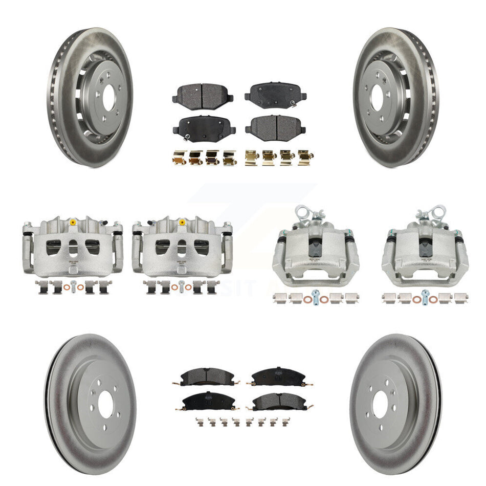 Front Rear Brake Caliper Coat Rotors Semi-Metallic Pad Kit (10Pc) For Ford Explorer Flex KCG-100878P