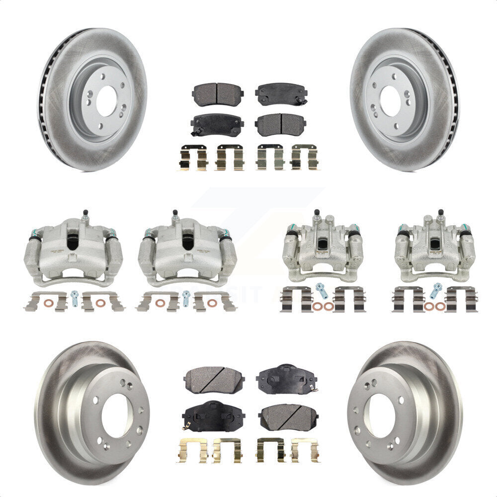 Front Rear Disc Brake Caliper Coated Rotors And Ceramic Pads Kit (10Pc) For 2015 Hyundai Tucson FWD with FUEL CELL EV (FCEV) engine KCG-100879T by Transit Auto