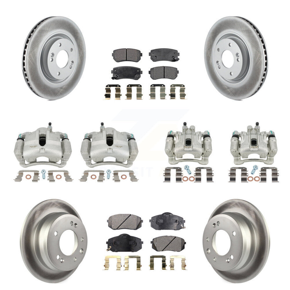 Front Rear Disc Brake Caliper Coated Rotors And Ceramic Pads Kit (10Pc) For 2015 Hyundai Tucson FWD with FUEL CELL EV (FCEV) engine KCG-100879T