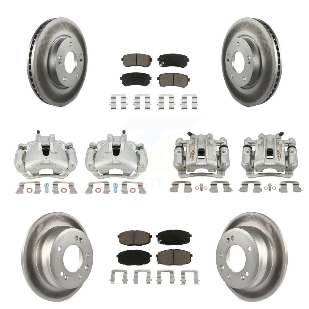 Front Rear Disc Brake Caliper Coat Rotors And Ceramic Pad Kit (10Pc) For Hyundai Elantra KCG-100880C