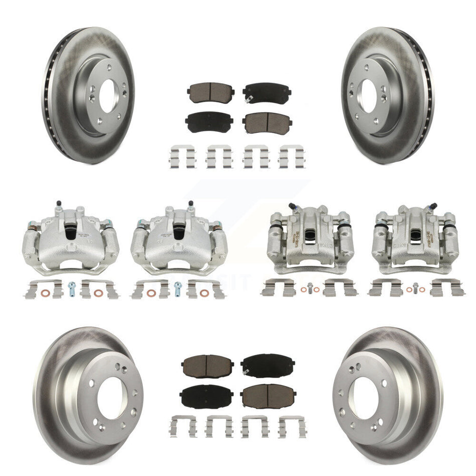 Front Rear Disc Brake Caliper Coat Rotors And Ceramic Pad Kit (10Pc) For Hyundai Elantra KCG-100880C