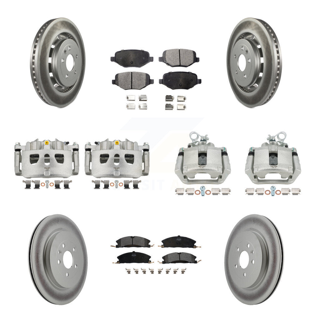 Front Rear Brake Caliper Coat Rotor & Semi-Metallic Pad Kit (10Pc) For Ford Explorer MKS KCG-100880P
