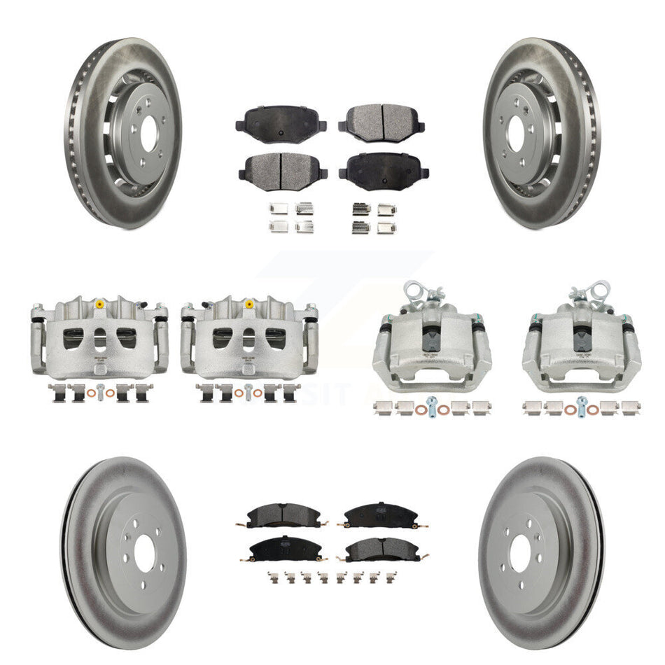 Front Rear Brake Caliper Coat Rotor & Semi-Metallic Pad Kit (10Pc) For Ford Explorer MKS KCG-100880P