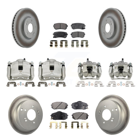 Front Rear Disc Brake Caliper Coated Rotors And Ceramic Pads Kit (10Pc) For Kia Sportage KCG-100881T