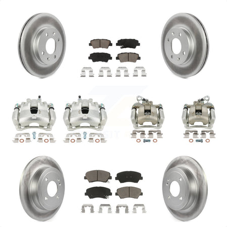 Front Rear Disc Brake Caliper Coated Rotors And Ceramic Pads Kit (10Pc) For Kia Rio KCG-100882C by Transit Auto