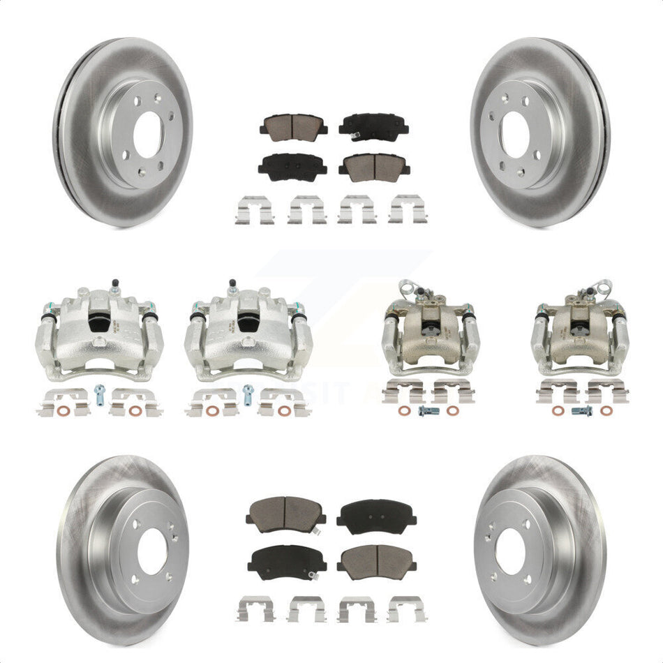 Front Rear Disc Brake Caliper Coated Rotors And Ceramic Pads Kit (10Pc) For Kia Rio KCG-100882C by Transit Auto