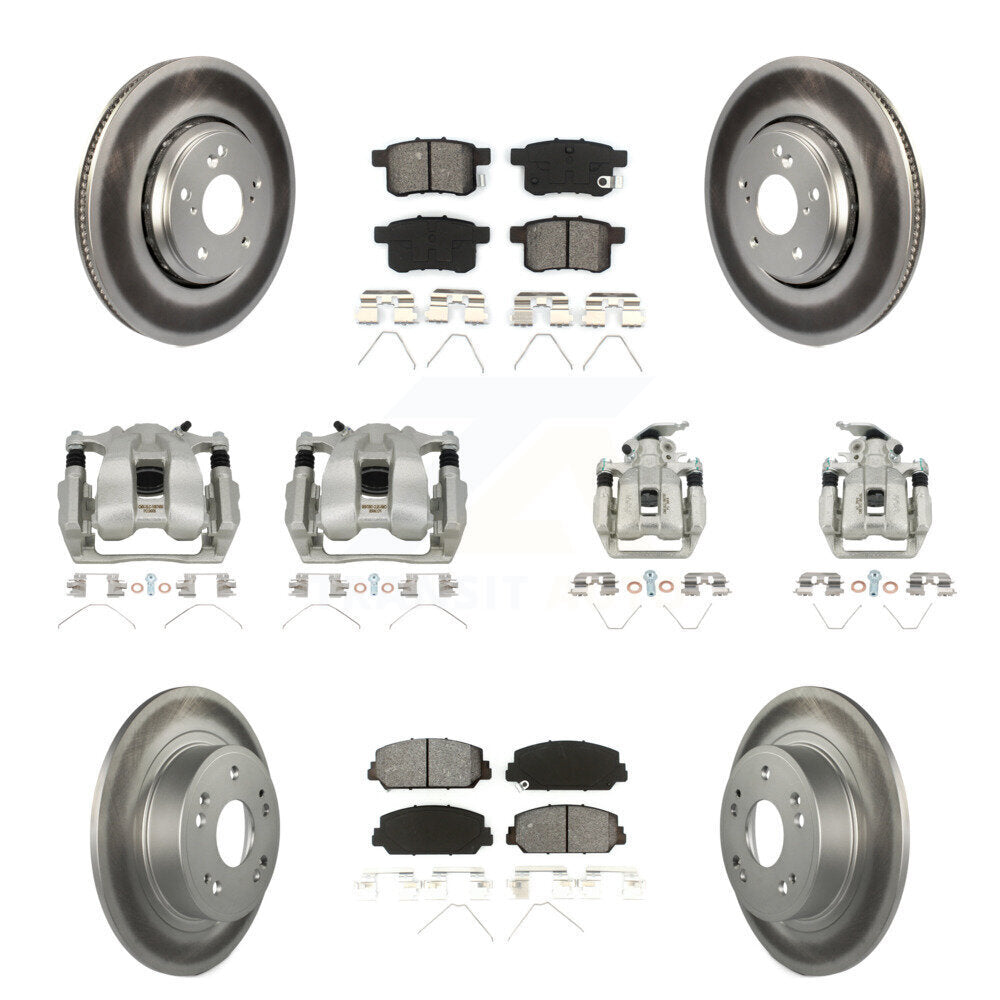 Front Rear Disc Brake Caliper Coat Rotor & Semi-Metallic Pad Kit (10Pc) For Honda Accord KCG-100882S