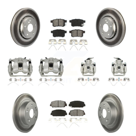 Front Rear Disc Brake Caliper Coat Rotor & Semi-Metallic Pad Kit (10Pc) For Honda Accord KCG-100882S