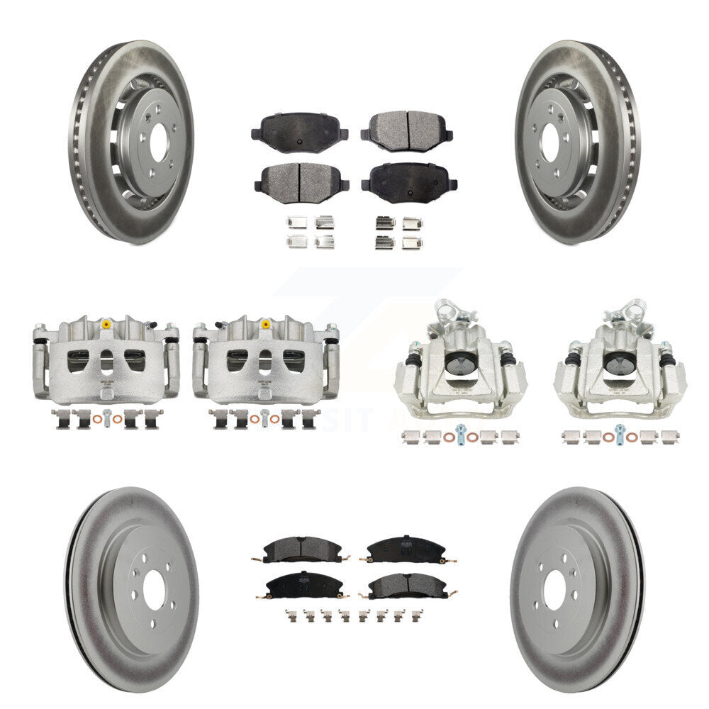 Front Rear Brake Caliper Coat Rotors & Semi-Metallic Pad Kit (10Pc) For 2016 Lincoln MKS KCG-100883P