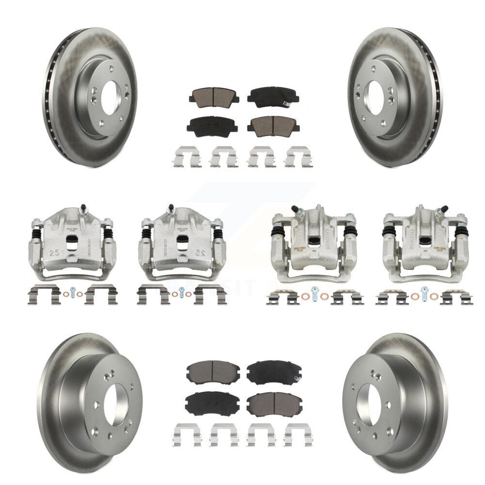 Front Rear Disc Brake Caliper Coat Rotor & Ceramic Pad Kit (10Pc) For 2012-2013 Kia Soul KCG-100884C