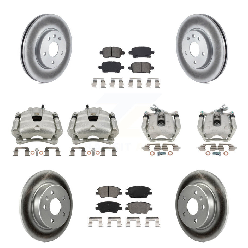 Front Rear Brake Caliper Coat Rotor And Semi-Metallic Pad Kit (10Pc) For Chevrolet Cruze KCG-100884S