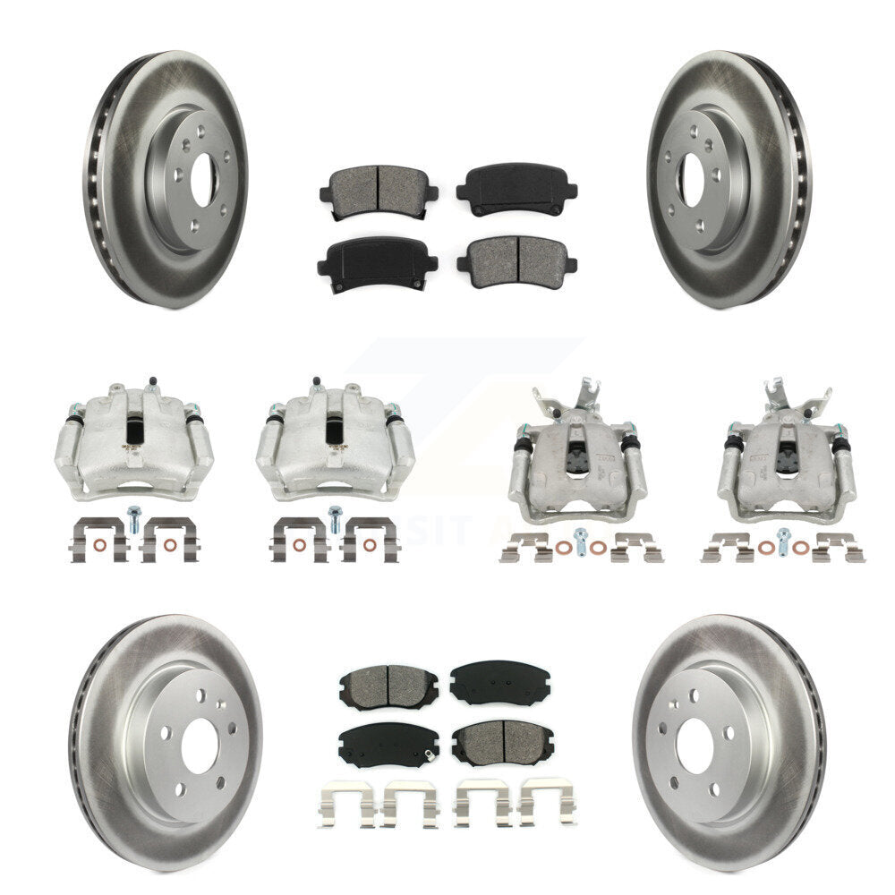 Front Rear Disc Brake Caliper Coated Rotors And Semi-Metallic Pads Kit (10Pc) For KCG-100885S
