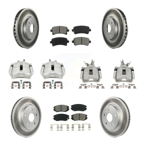 Front Rear Disc Brake Caliper Coated Rotors And Semi-Metallic Pads Kit (10Pc) For KCG-100885S