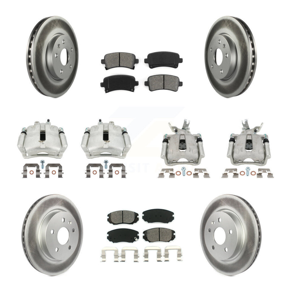 Front Rear Disc Brake Caliper Coated Rotors And Semi-Metallic Pads Kit (10Pc) For KCG-100885S