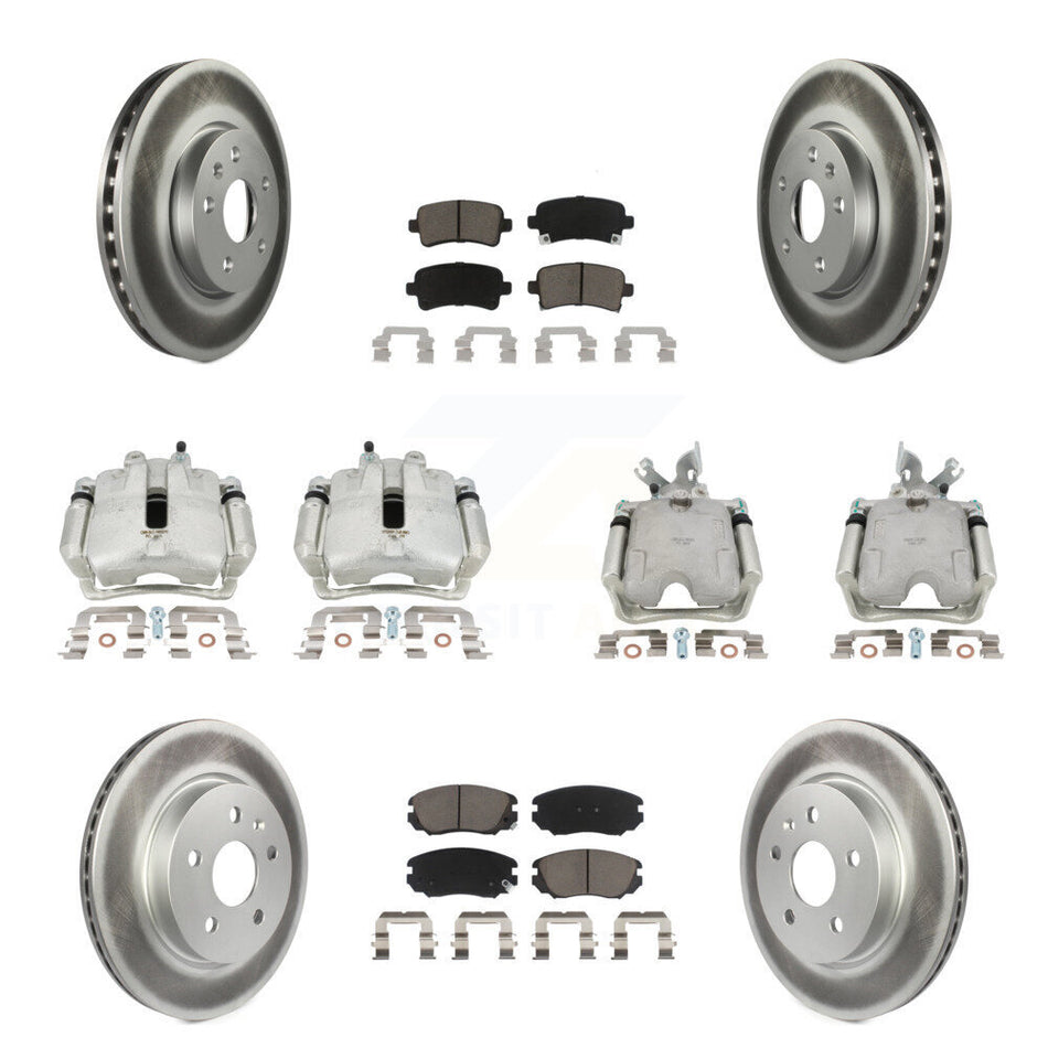 Front Rear Disc Brake Caliper Coated Rotors And Ceramic Pads Kit (10Pc) For Buick LaCrosse Allure KCG-100886C