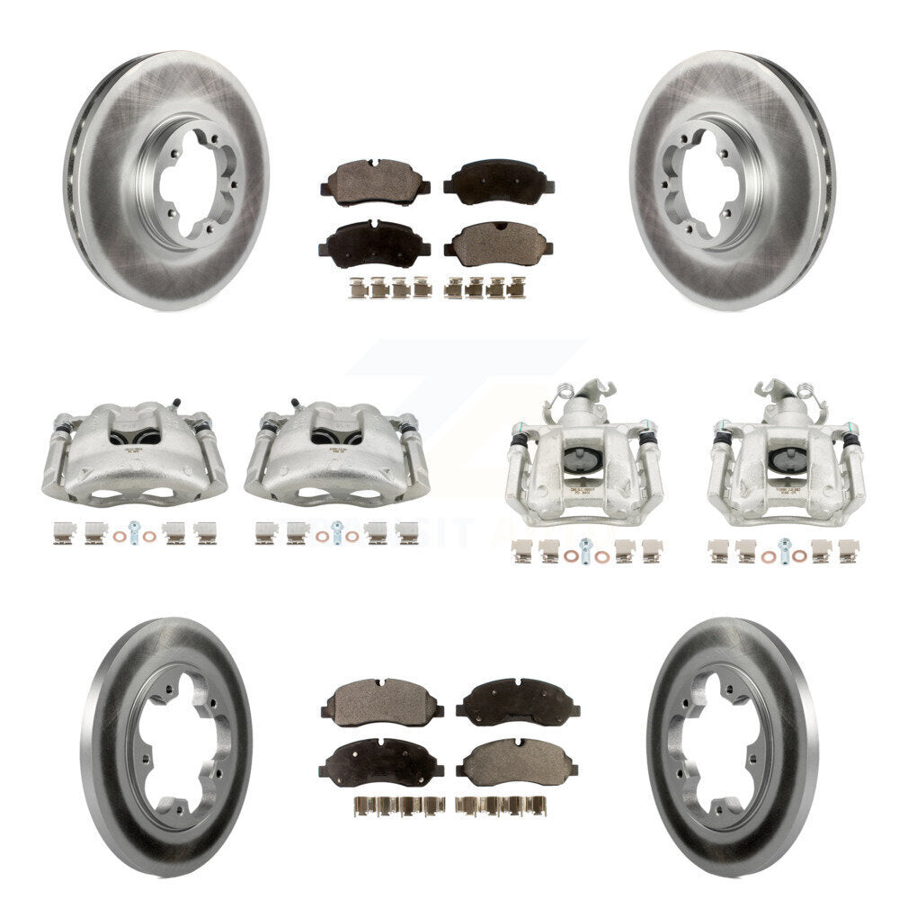 Front Rear Brake Caliper Coat Rotors & Semi-Metallic Pad Kit (10Pc) For Ford Transit-250 KCG-100886P
