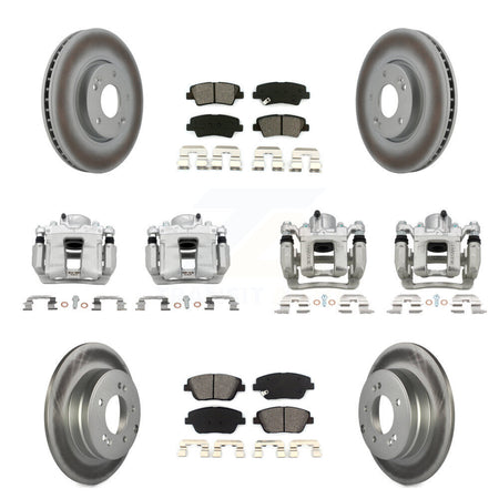 Front Rear Brake Caliper Coat Rotors Semi-Metallic Pad Kit (10Pc) For Hyundai Sonata Kia KCG-100886S