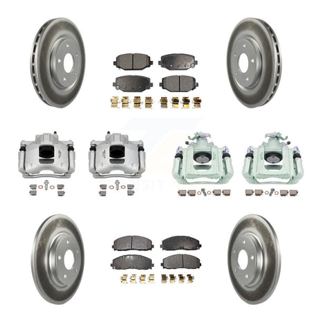Front Rear Disc Brake Caliper Coated Rotors And Semi-Metallic Pad Kit (10Pc) For Ram C/V KCG-100887P
